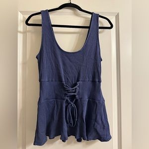 Express Navy Ribbed Corset Tank